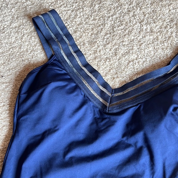 Kenneth Cole blue navy criss cross mesh one piece swim suit size large bathing - Picture 4 of 8